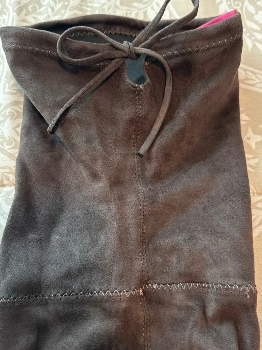 Over-the-Knee Flat Riding Boots — Gray Suede